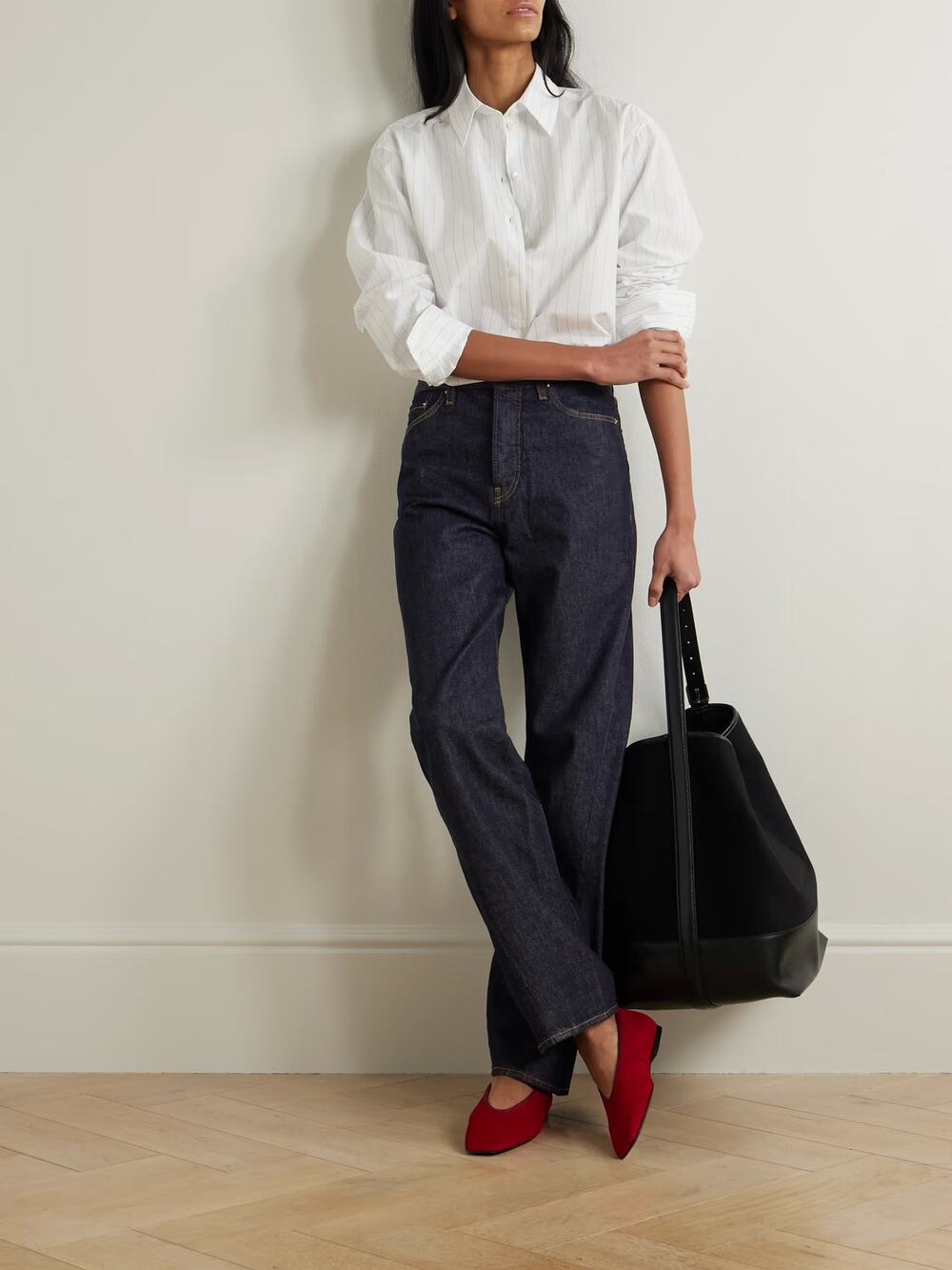 Toteme Twisted Seam High-Rise Straight-Leg Jeans Navy 25/30